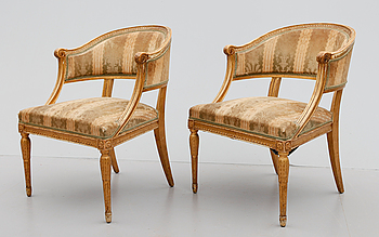 405000. BALJFÅTÖLJER, 1 par, gustaviansk stil, sent 1800-tal.