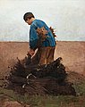 HUGO SALMSON, Boy gathering firewood. Signe...