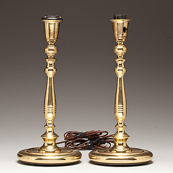 408572. BORDSLAMPOR, ett par, mässing, Aneta, 1900-tal.