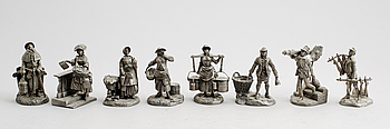 409969. FIGURER, 8 st, tenn, England, 1900-talets slut.