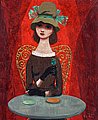 PELLE ÅBERG, Woman at the café. Signed Pell...
