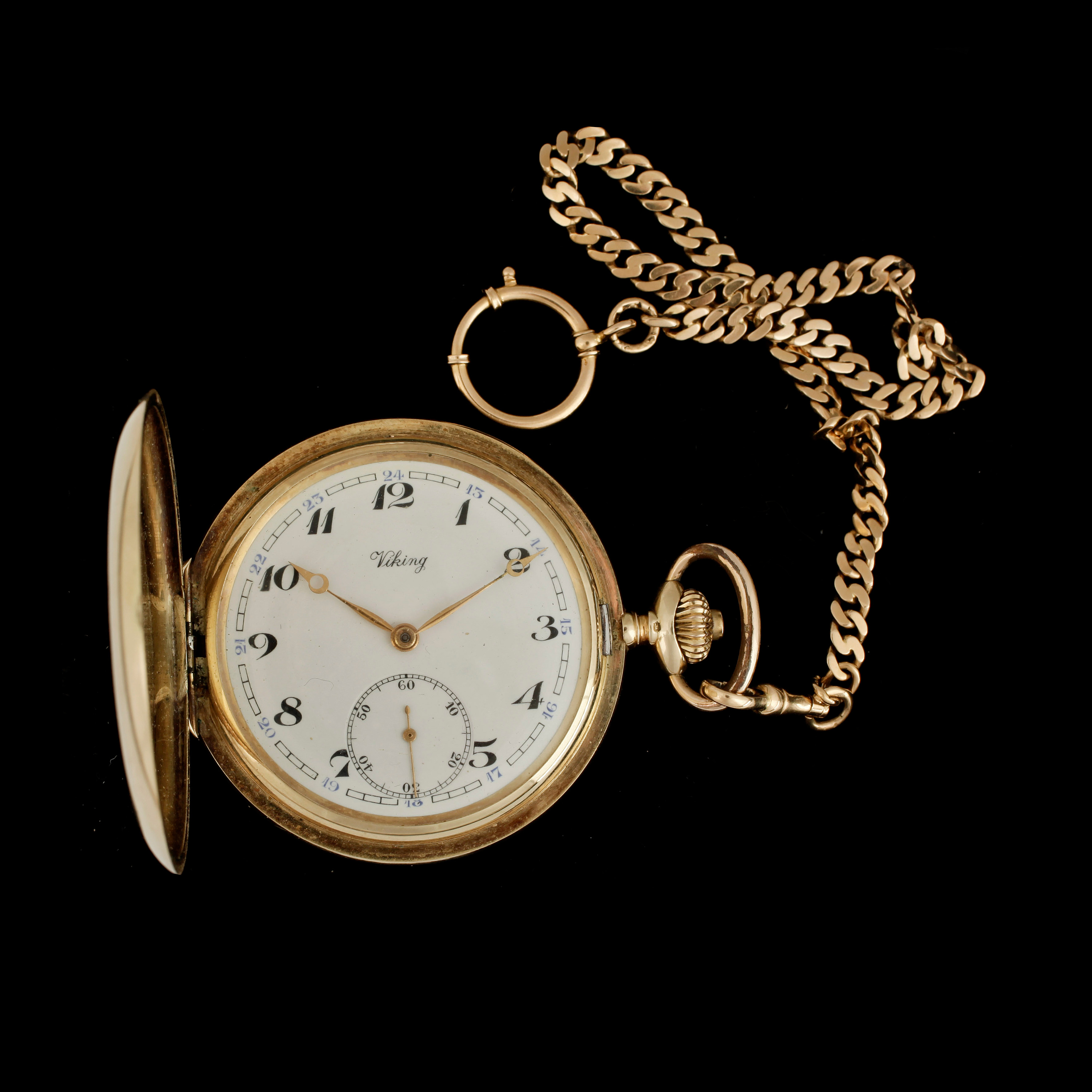 fickur-och-klockkedja-savonett-14k-resp-18k-guld-viking-1930-tal