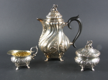 42493. KAFFESERVIS, 3 delar, silver, C G Hallberg 1955-1956.
