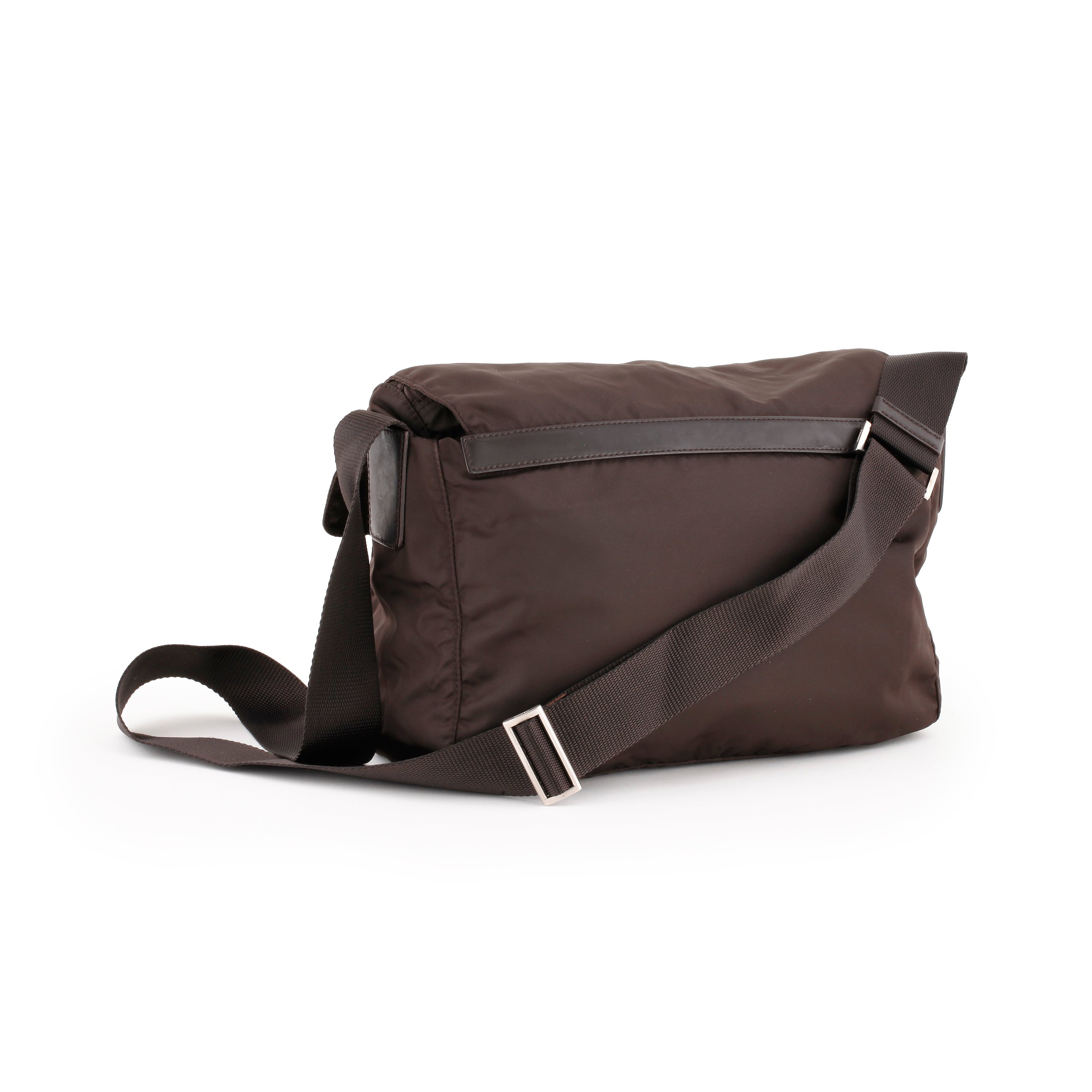 PRADA, a brown nylon crossbody bag. Bukowskis