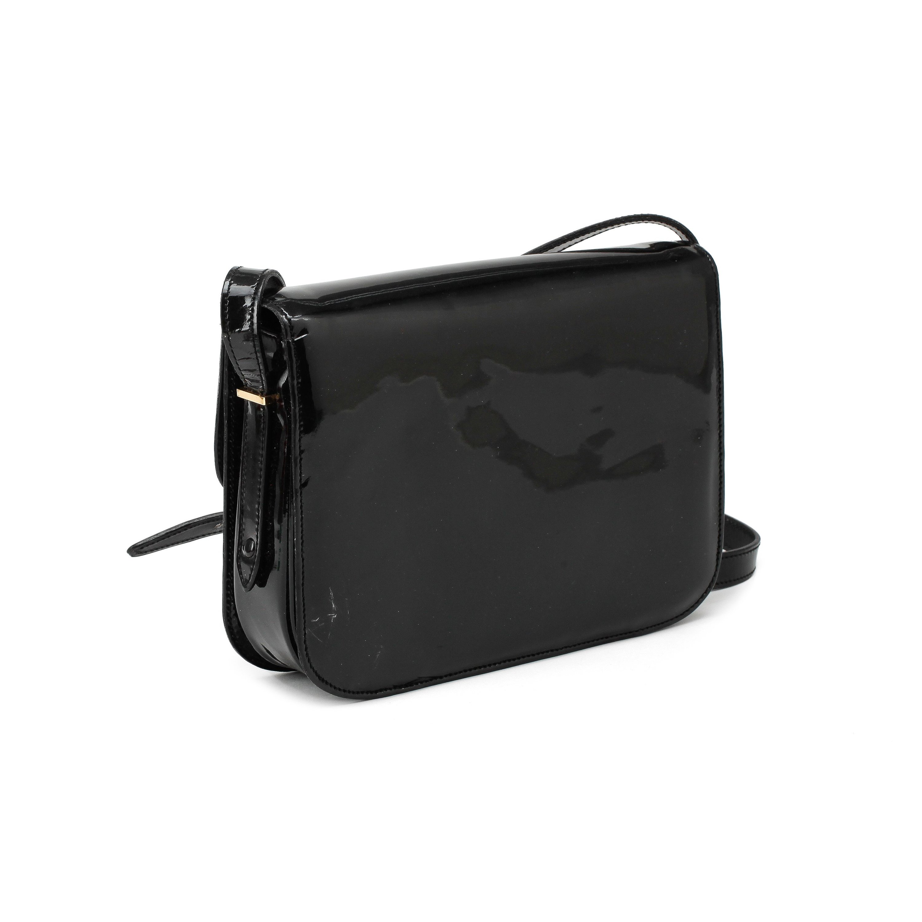 black patent leather cross body bag
