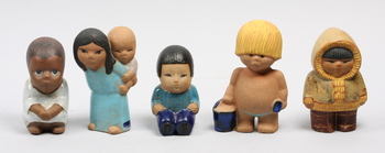 45019. FIGURINER, 5 st. Stengods. Lisa Larson, Gustavsberg.