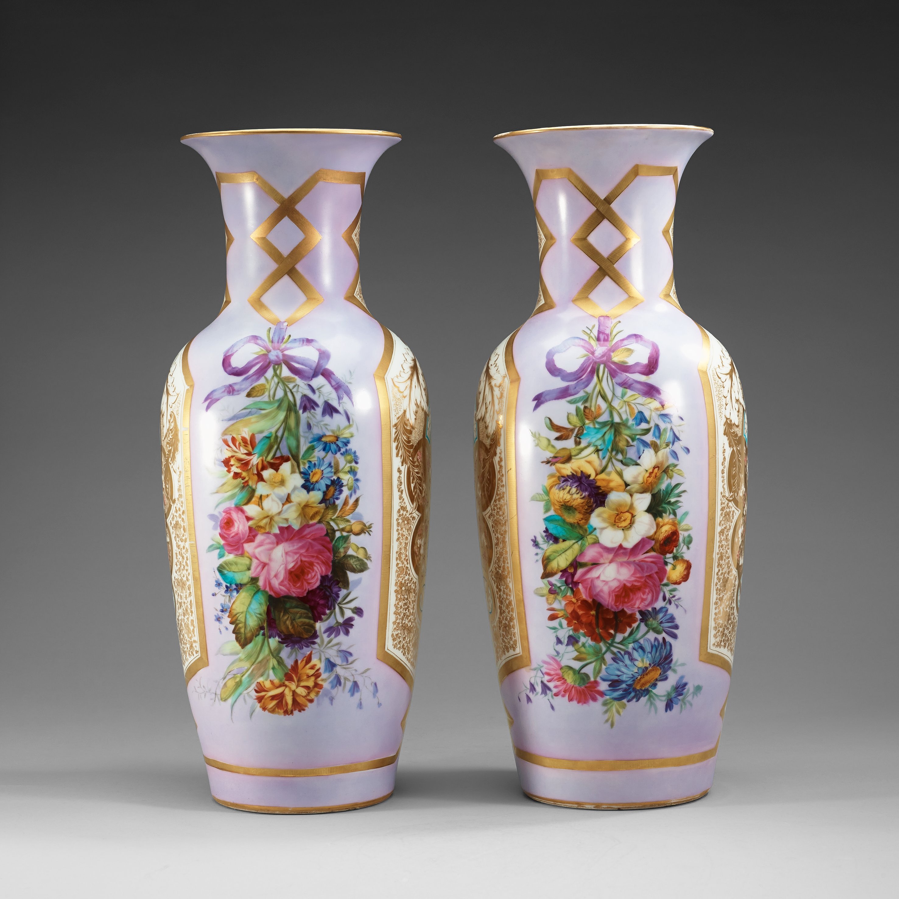 A pair of Russian vases, Attibuted to the Imperial glas & porcelain