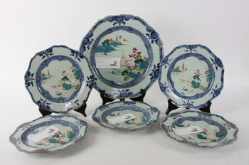 47459. FAT OCH TALLRIKAR, 15, porslin, Kina 1700-tal.