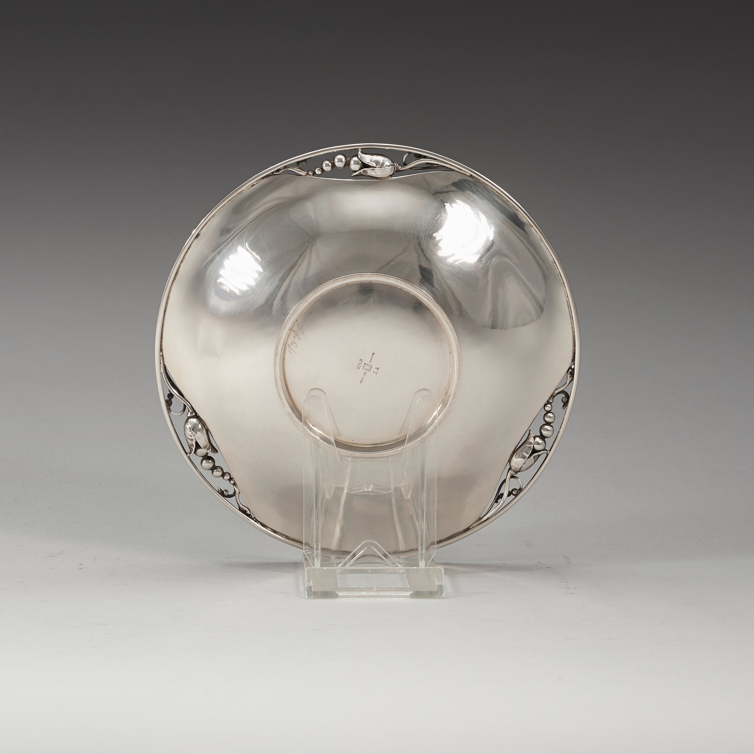 A Jensen sterling 'Blossom' dish, Copenhagen 193344, design nr