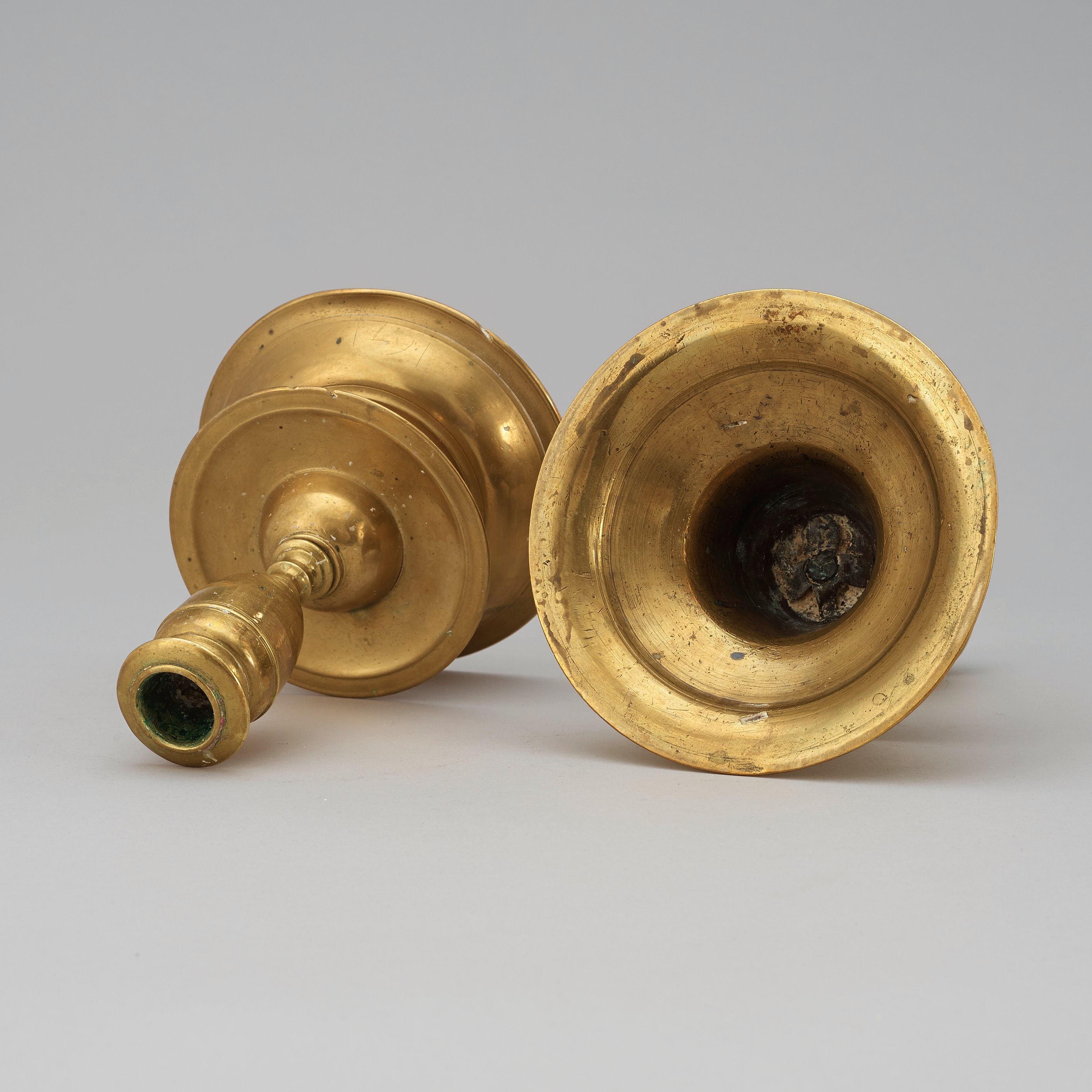 Two matched Swedish Baroque candlesticks, circa 1700. Bukowskis