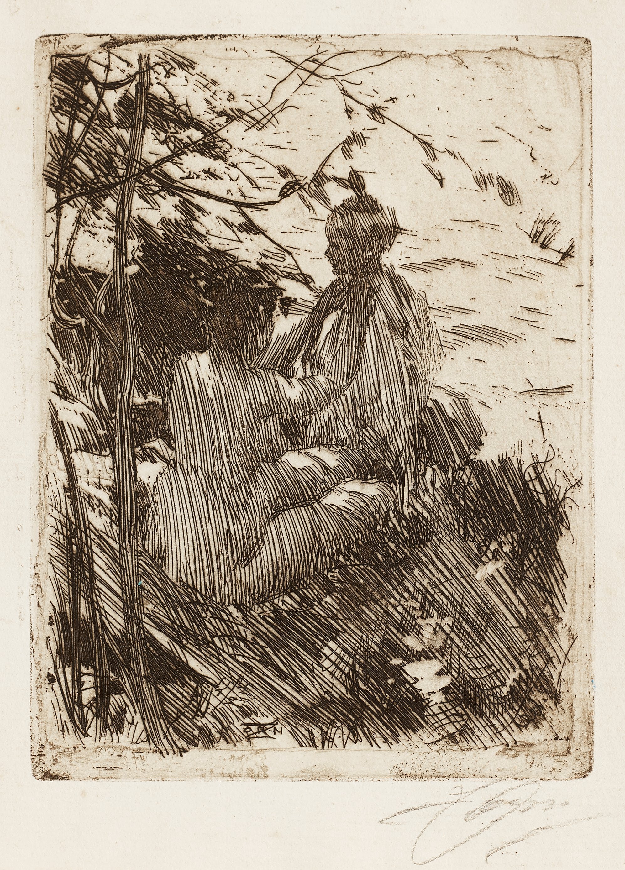 ANDERS ZORN, etsning (III état av III), 1890, signerad med blyerts ...