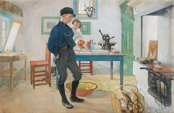 564. Carl Larsson, "Vet du vad? Var god och glad!" / "Esbjörn led" / "Grolle nicht".