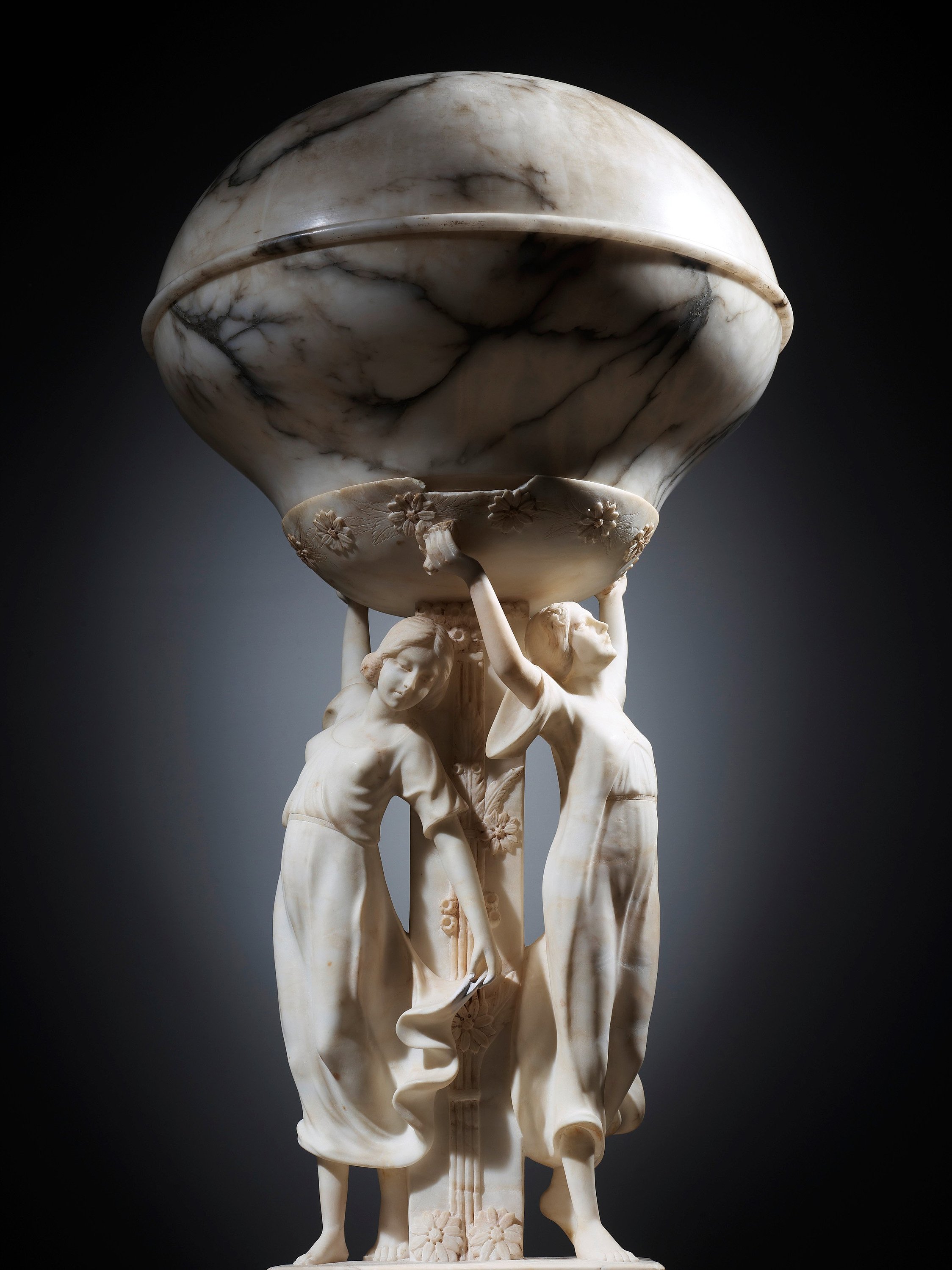 A R Gremigni Alabaster Floor Lamp Italy Probably 1910 20 S
