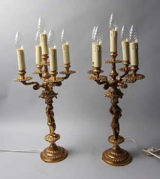 54621. BORDSARMATURER, ett par, bl.a. mässing.