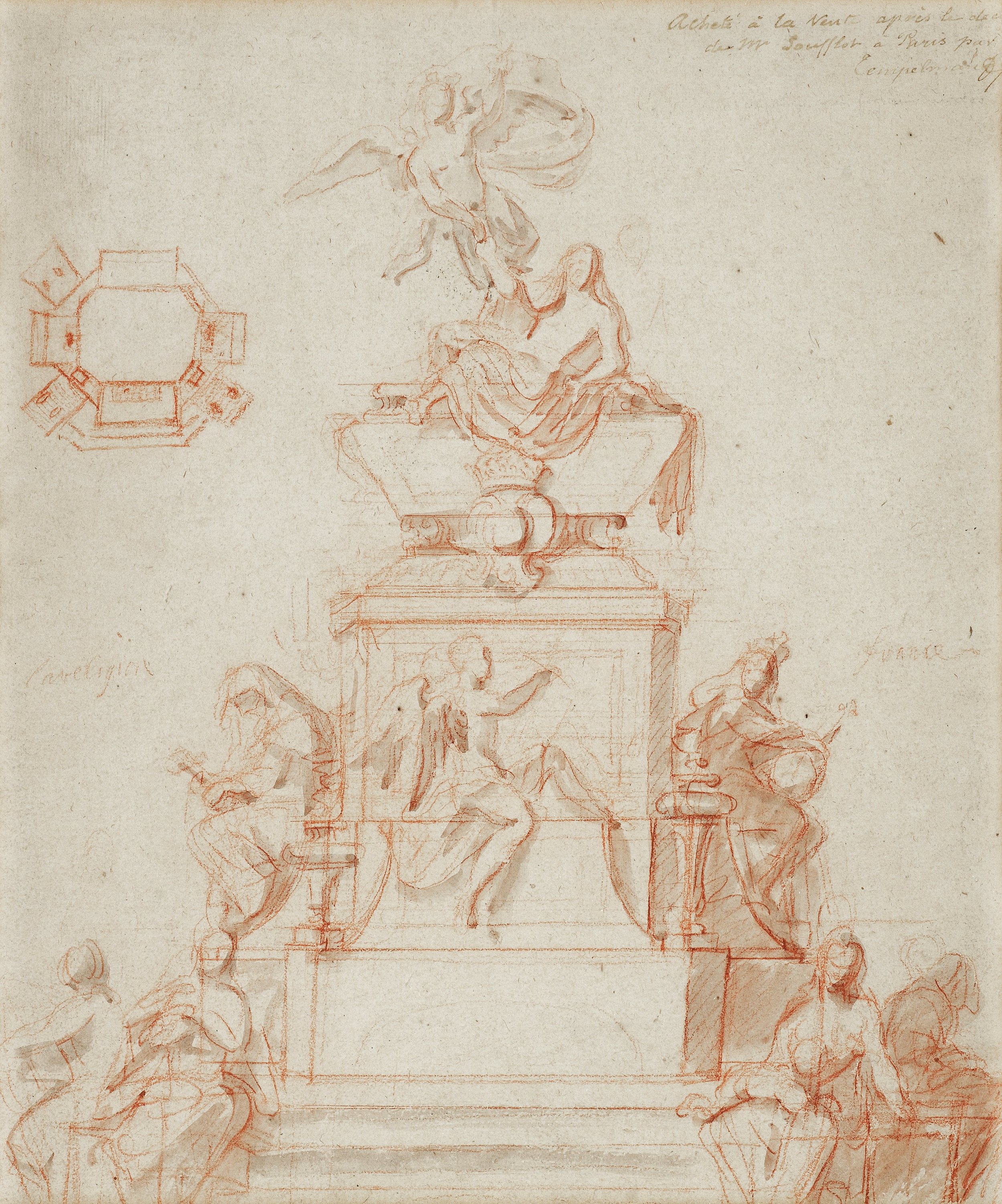 Jacques Germain Soufflot Attributed to, Sketch for a monument. Bukowskis