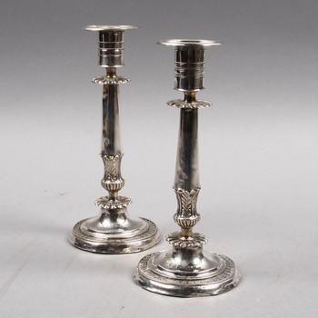 61387. LJUSSTAKAR, ett par, silver, empire, Stockholm 1830.