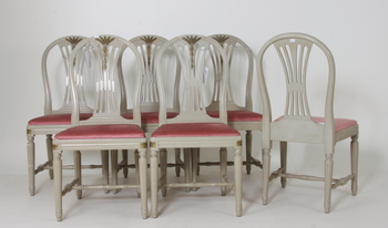 66401. MATSALSMÖBLEMANG, 8 delar, gustaviansk stil.