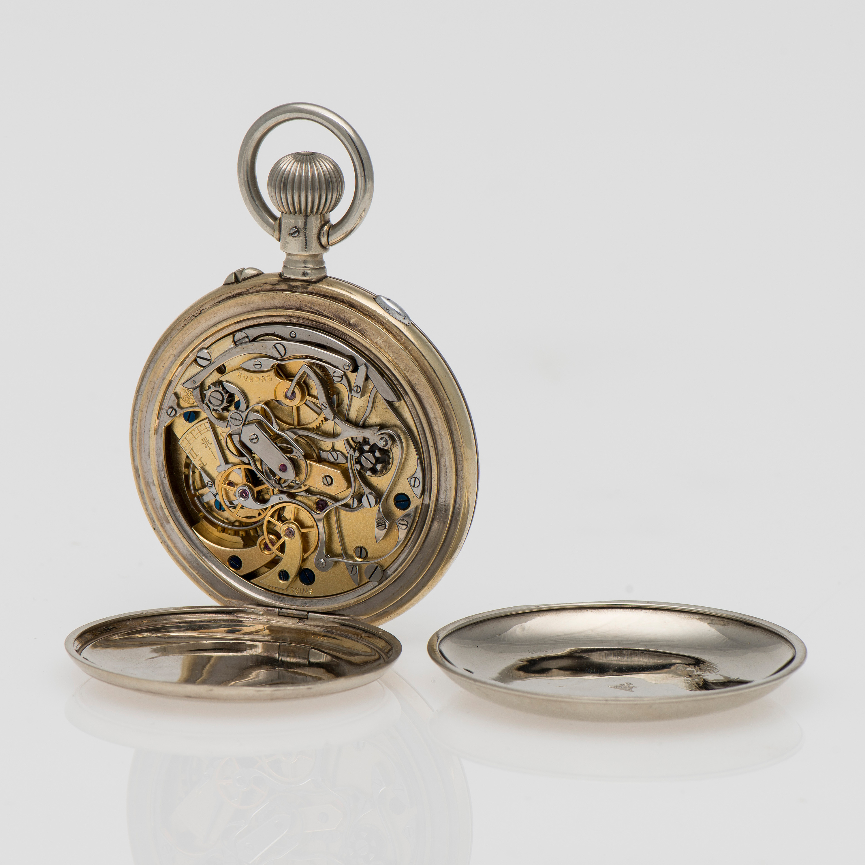 FICKUR, Stauffer Son&Co London, boetten av nickel, kronograf, c. 1905