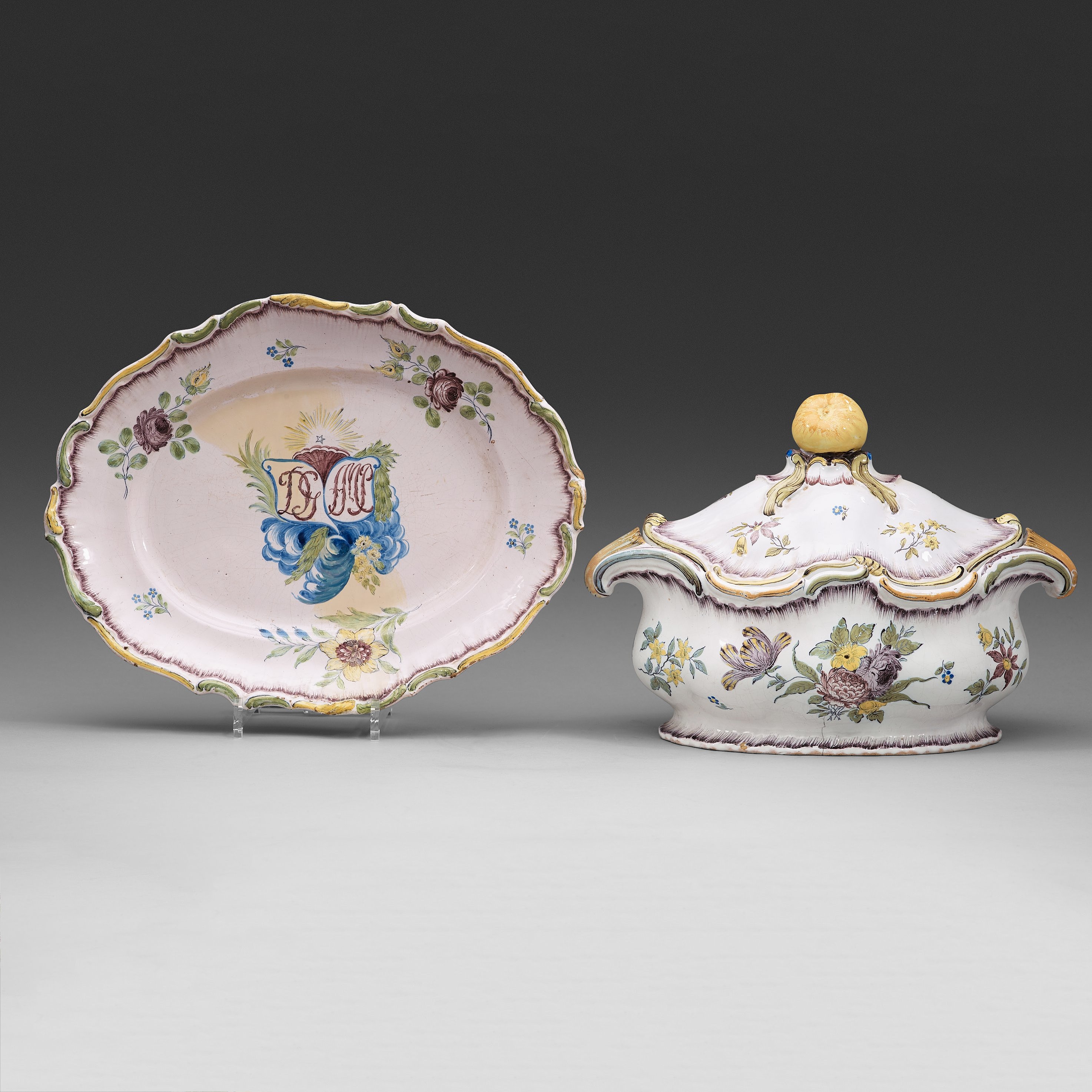 a swedish faience tureen with cover and matched stand matched cover
