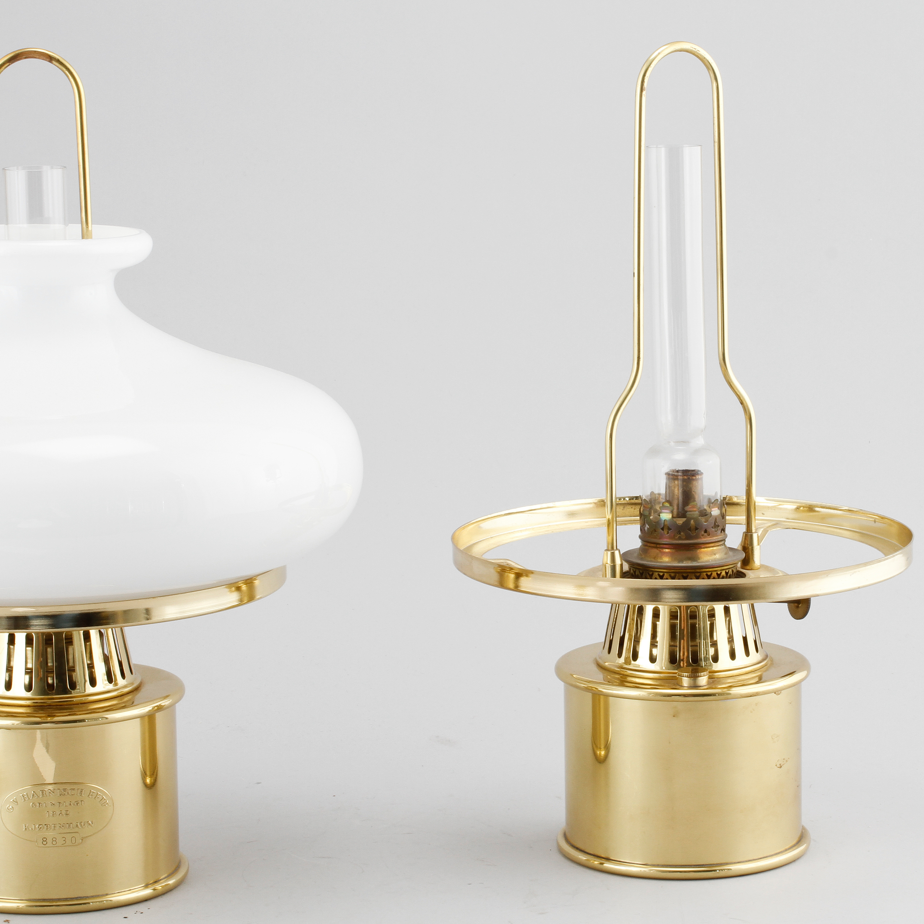 A pair of paraffin lamps from Harnisch in Denmark, second half of the