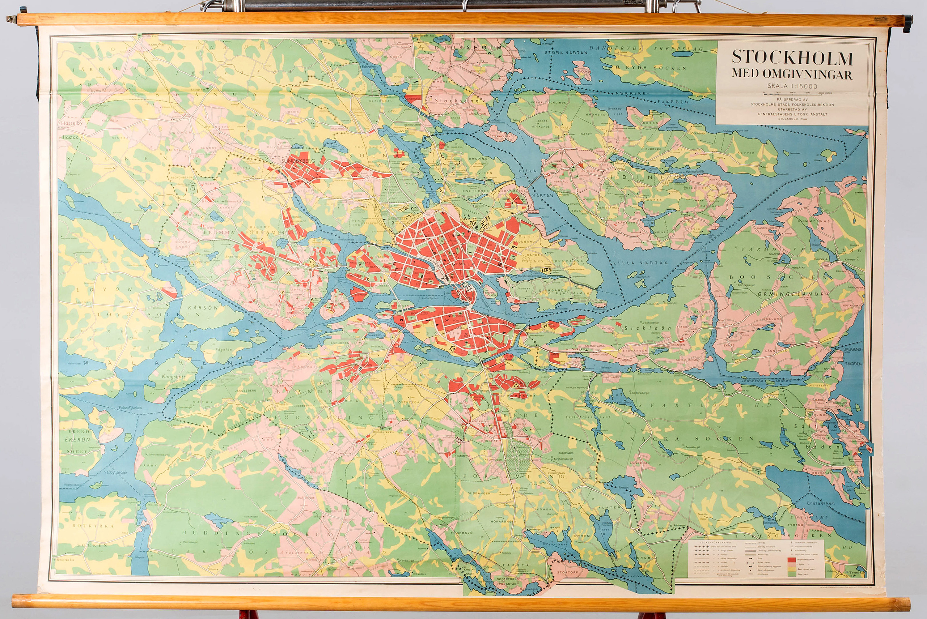 SKOLPLANSCH KARTA Stockholm 1944 Bukowskis