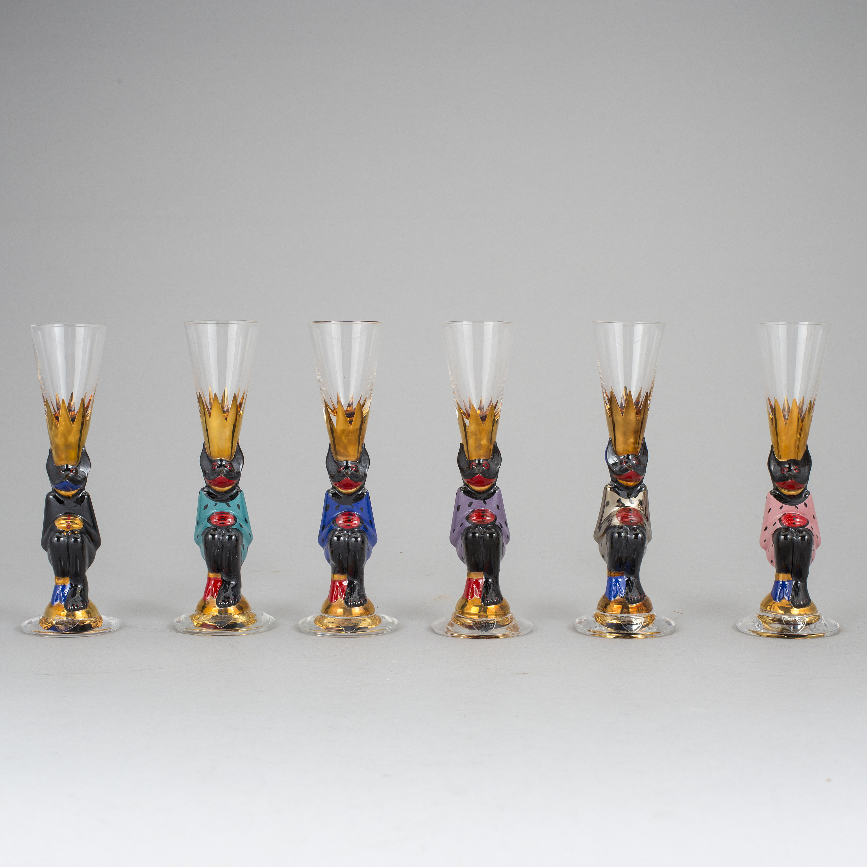 A SET OF 14 "Nobel" SNAPS GLASS BY GUNNAR CYRÉN. A pair of glass