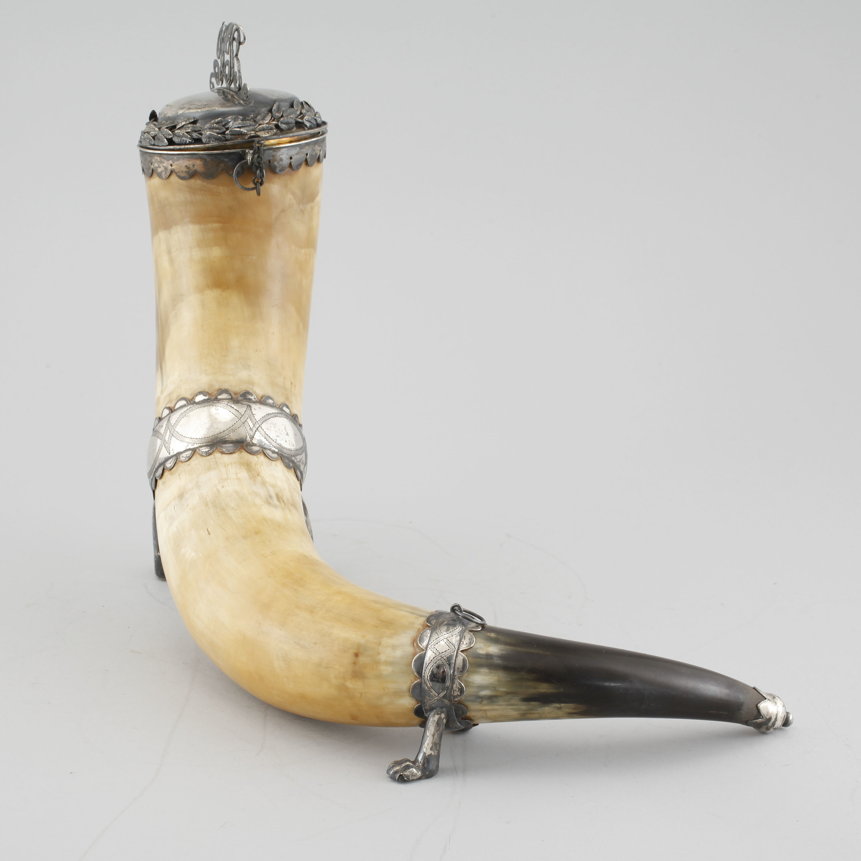 Horn Silver Example a drinking horn, silver and horn, Sweden, 1878. - Bukowskis