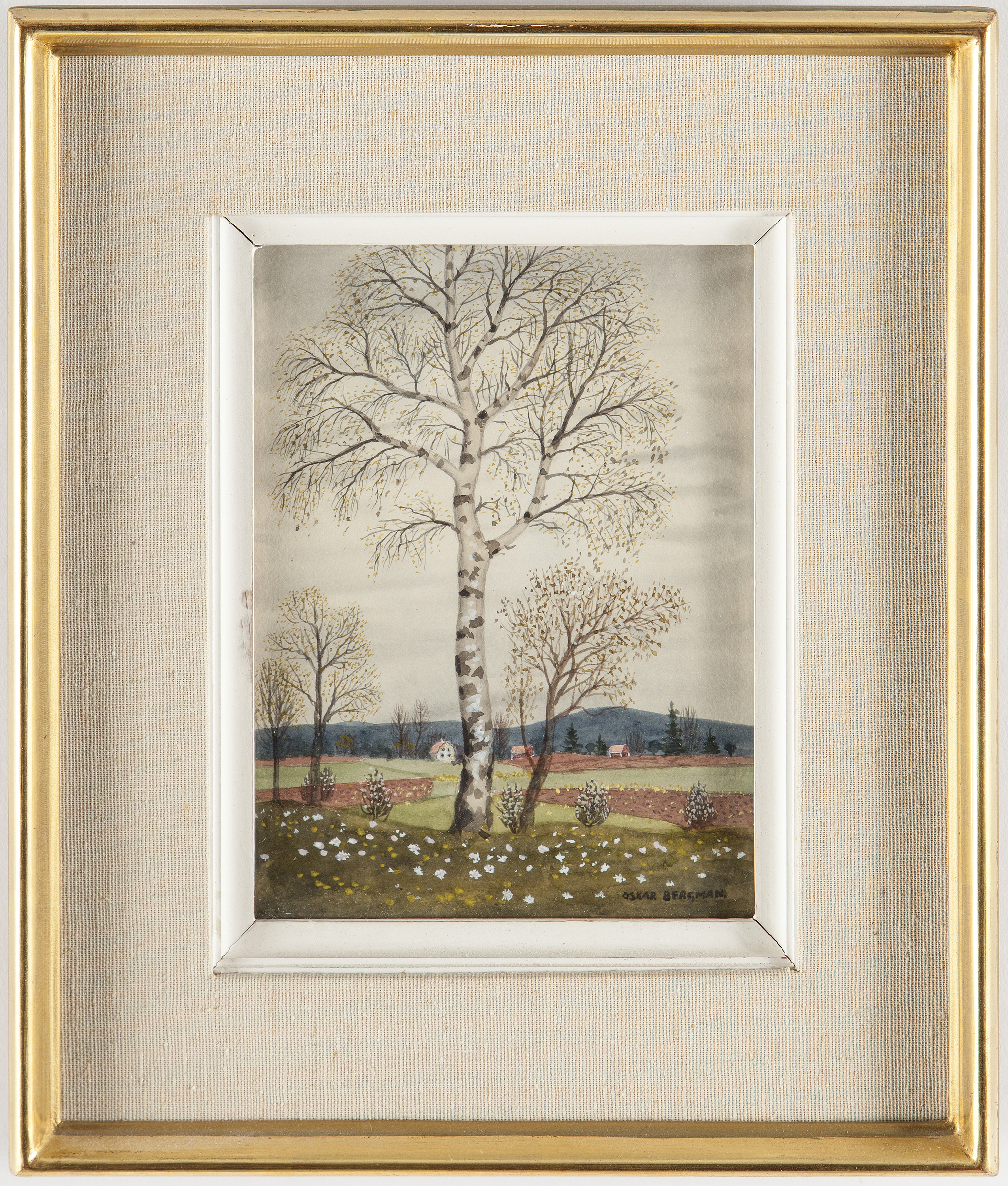 A signed Oskar Bergman water colour. Bukowskis