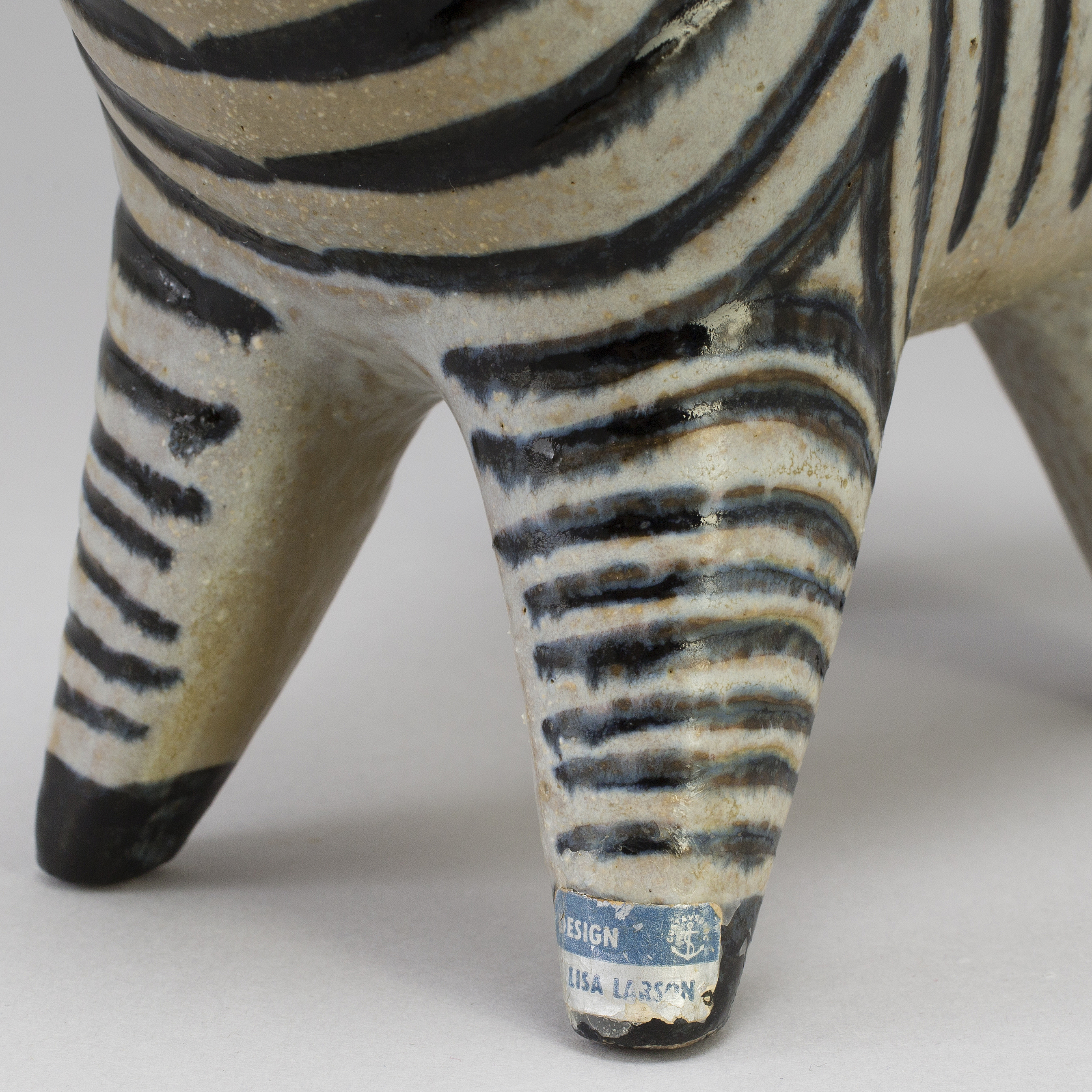 LISA LARSON Skulptur Stengods Zebra Ur Stora Zoo Gustavsberg 