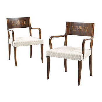 A 1920/30s swedish grace arm chairs, "Rosenborg", from Seffle