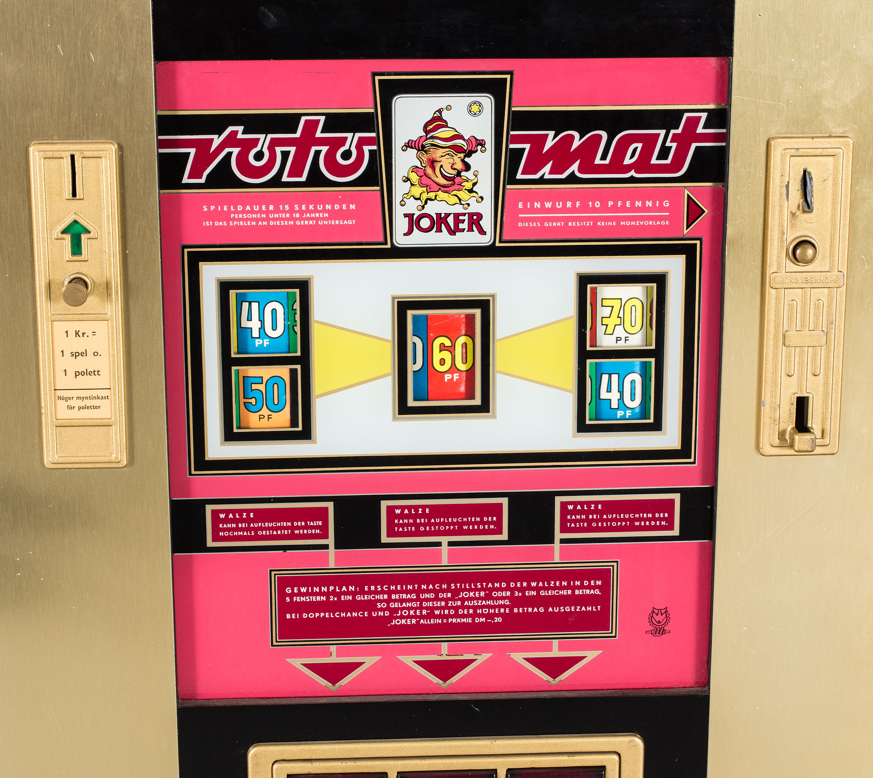 A GERMAN SLOT MACHINE "ROTOMAT JOKER" 196070'S. Bukowskis