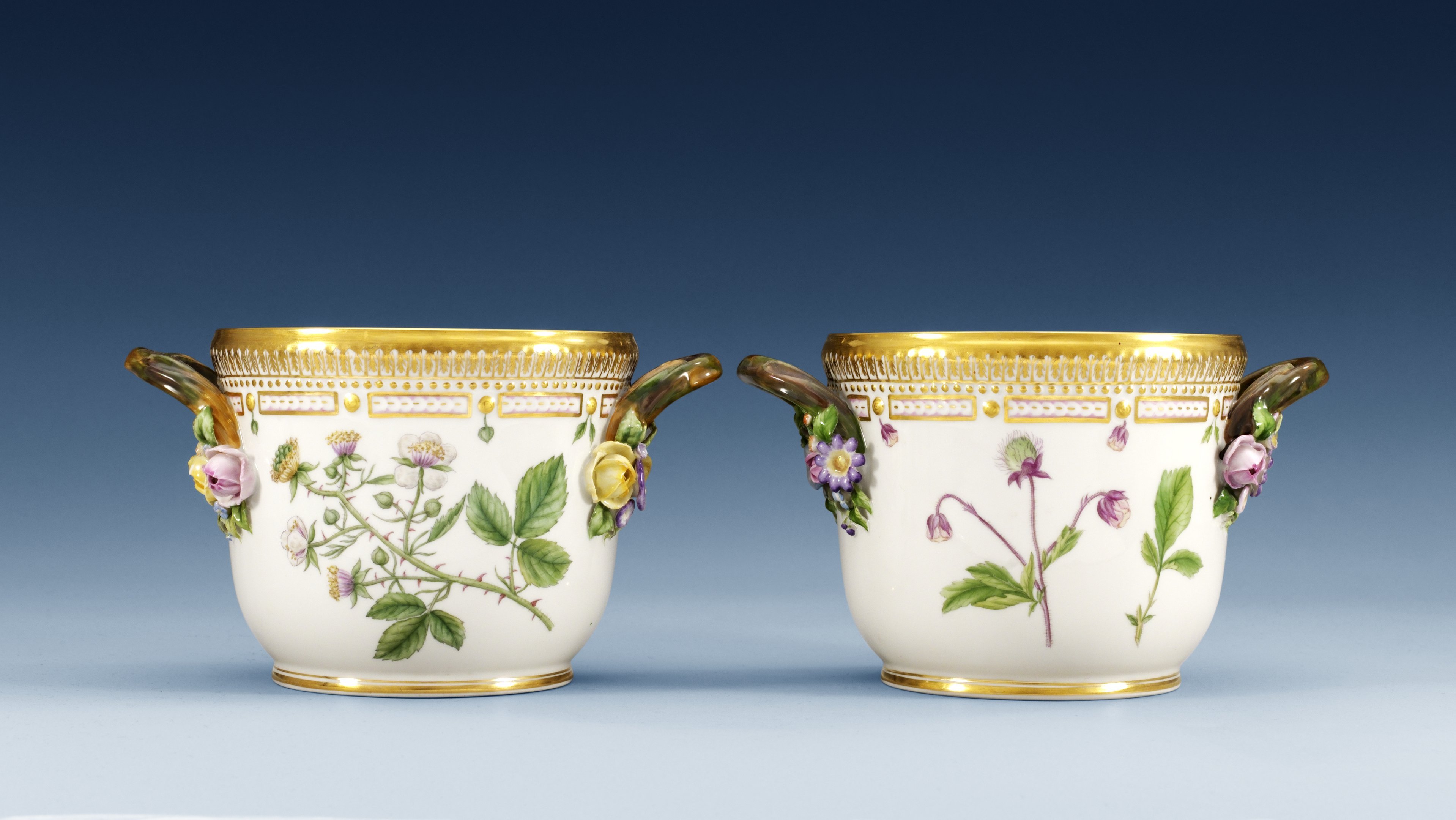 A pair of Royal Copenhagen ´Flora Danica´porcelain flower pots, Denmark