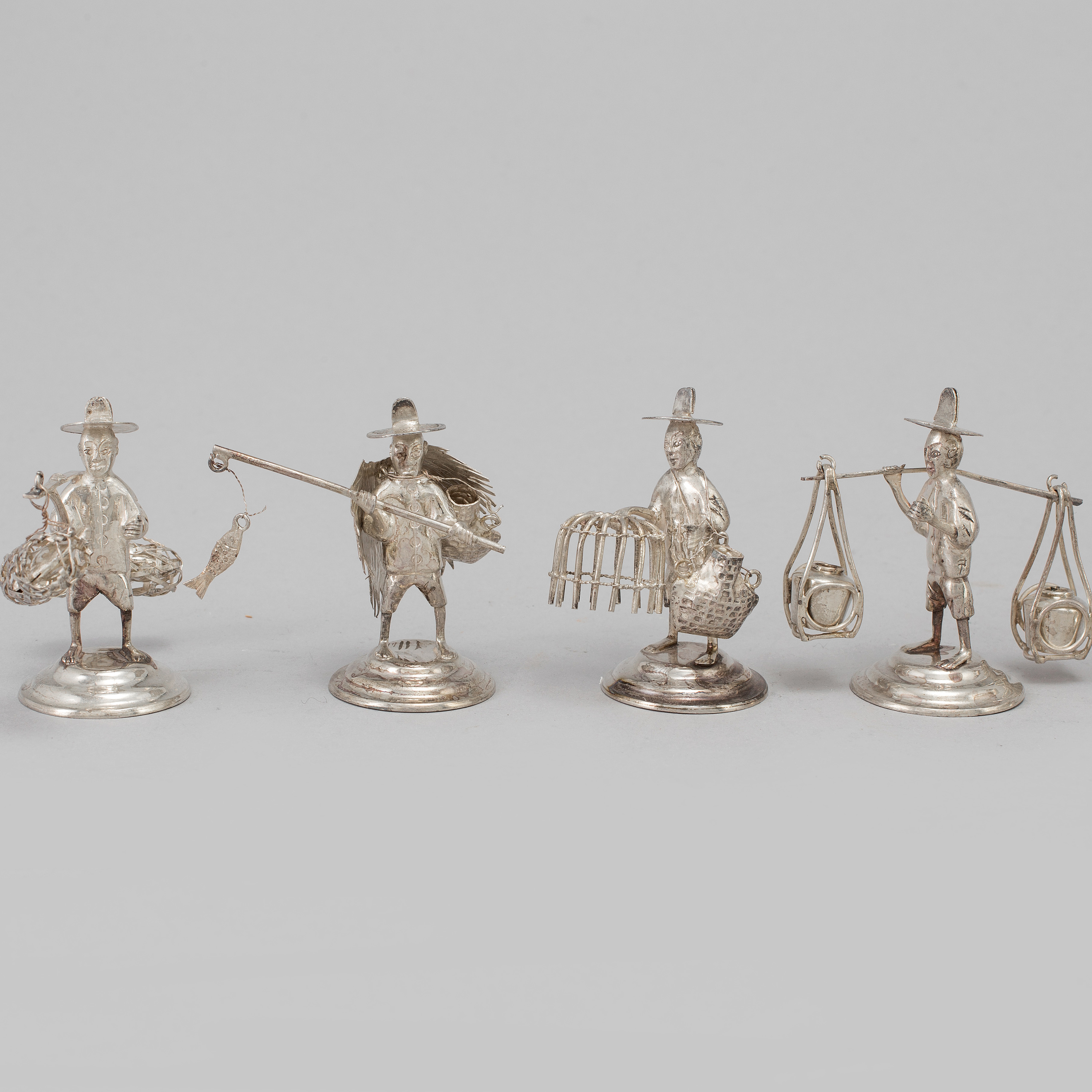 A set of Hong Kong sterling silver figurines/table decorations, 20th