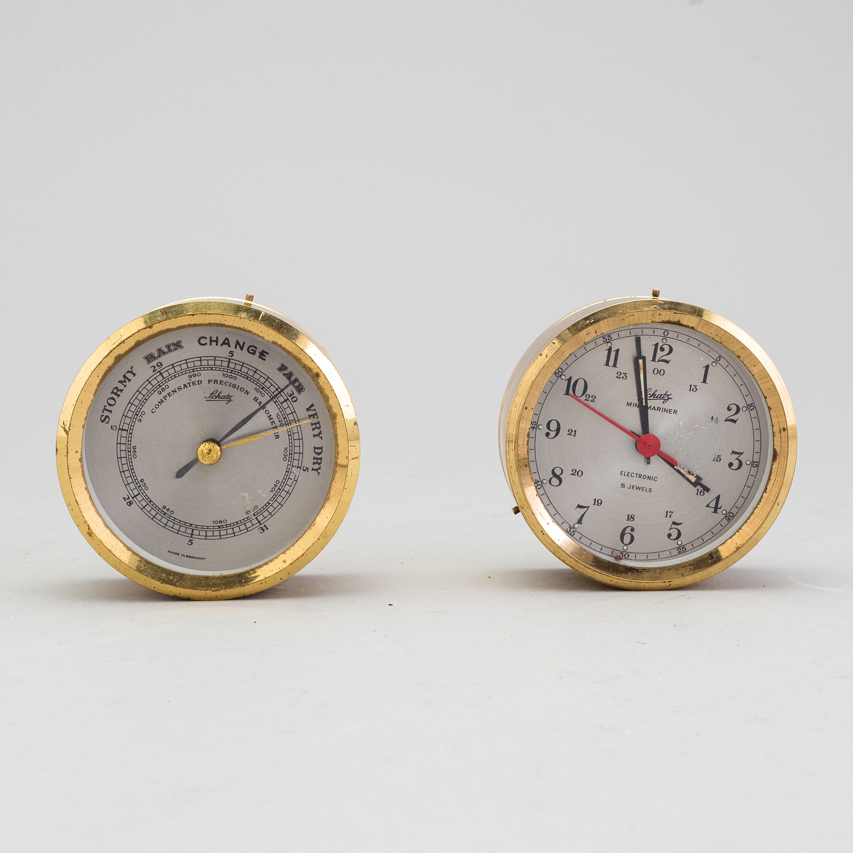 A Schatz Barometer and maritime clock, West Germany, second half of the ...