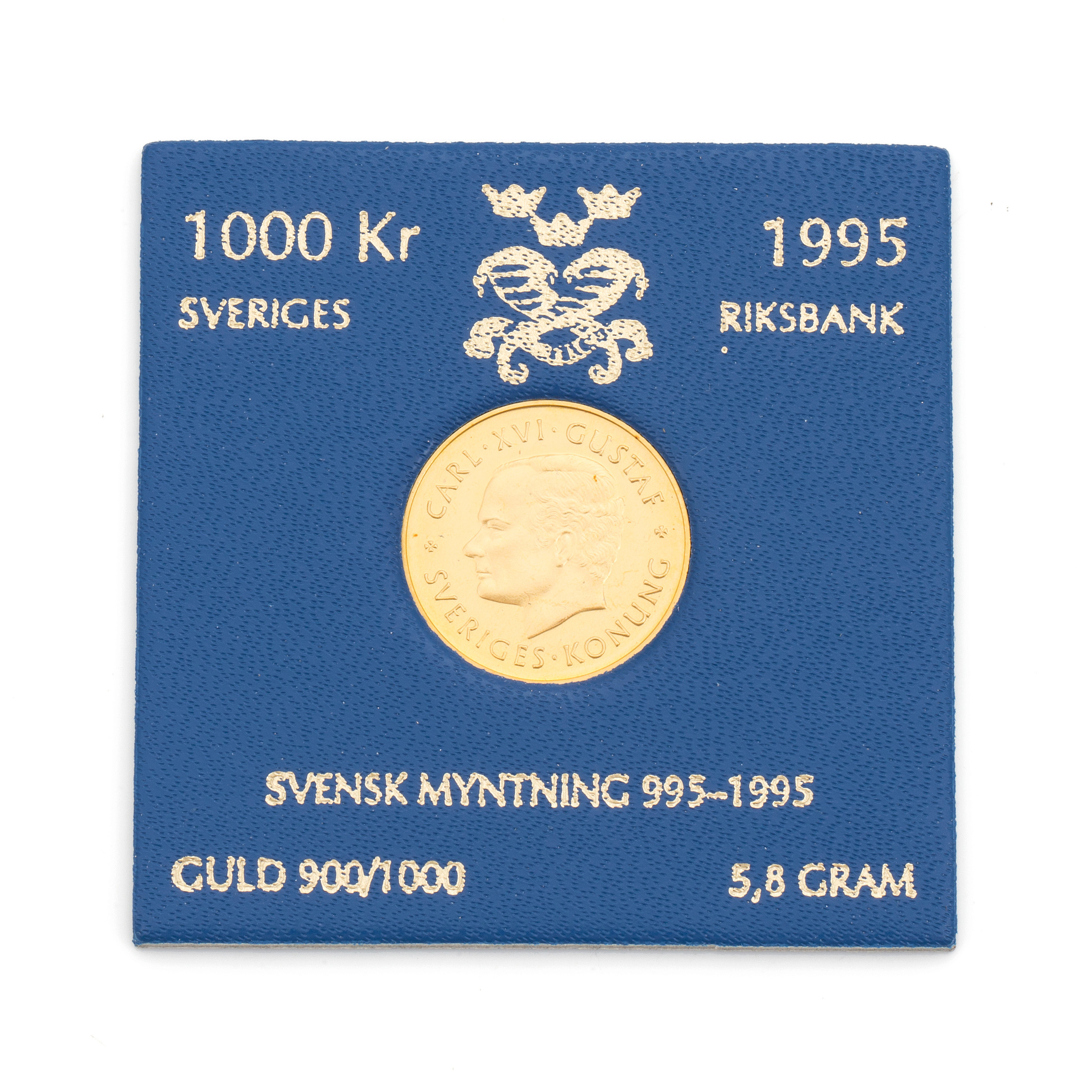 A Swedish gold coin, Carl XVI Gustaf 1995. Weight ca 5,8 gram. Bukowskis