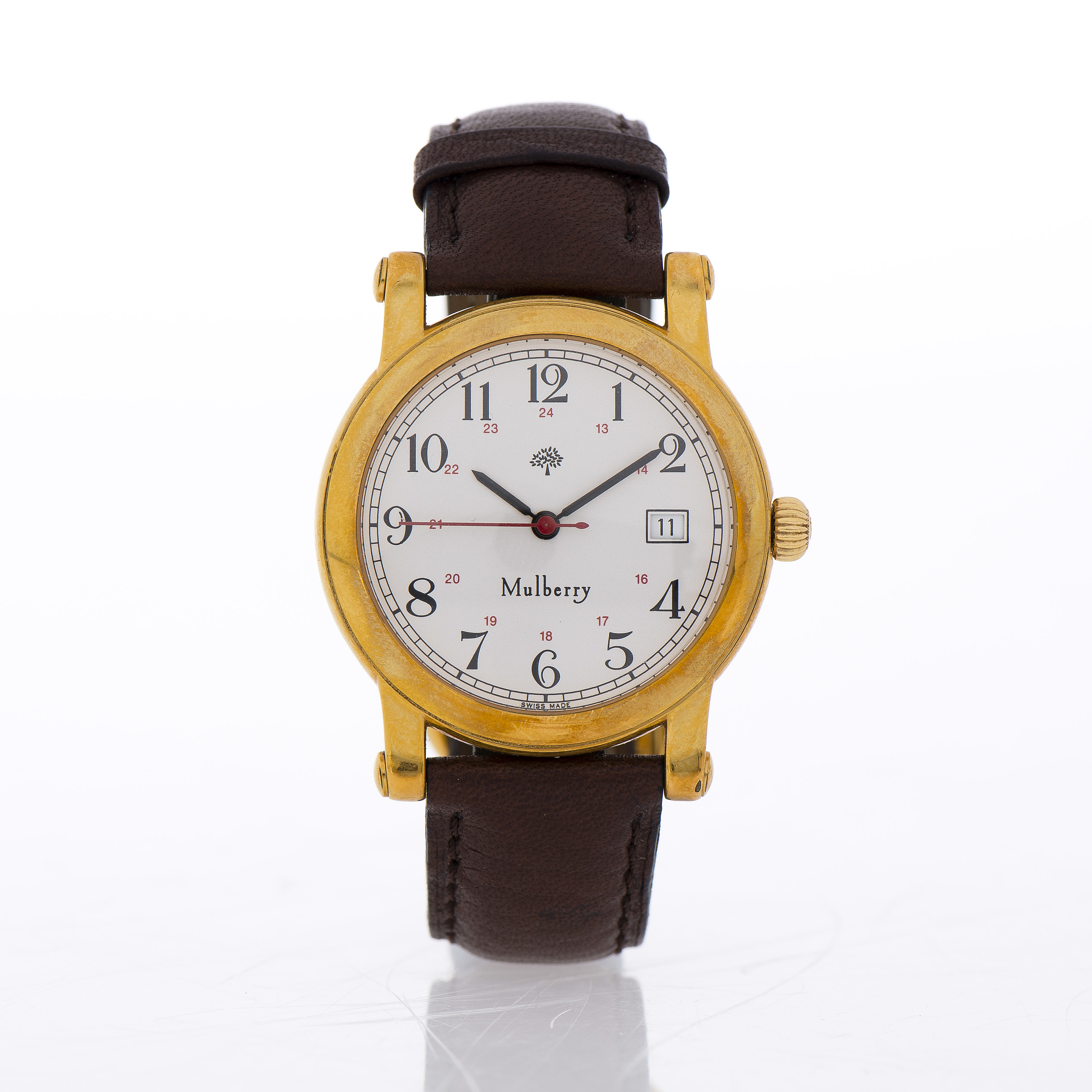 Brief Mulberry Metal Leather Quartz Movement Watches