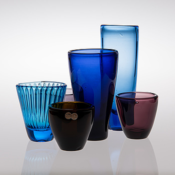 TAPIO WIRKKALA, VASES, 6 pcs, "Löytö" series, 1950s.