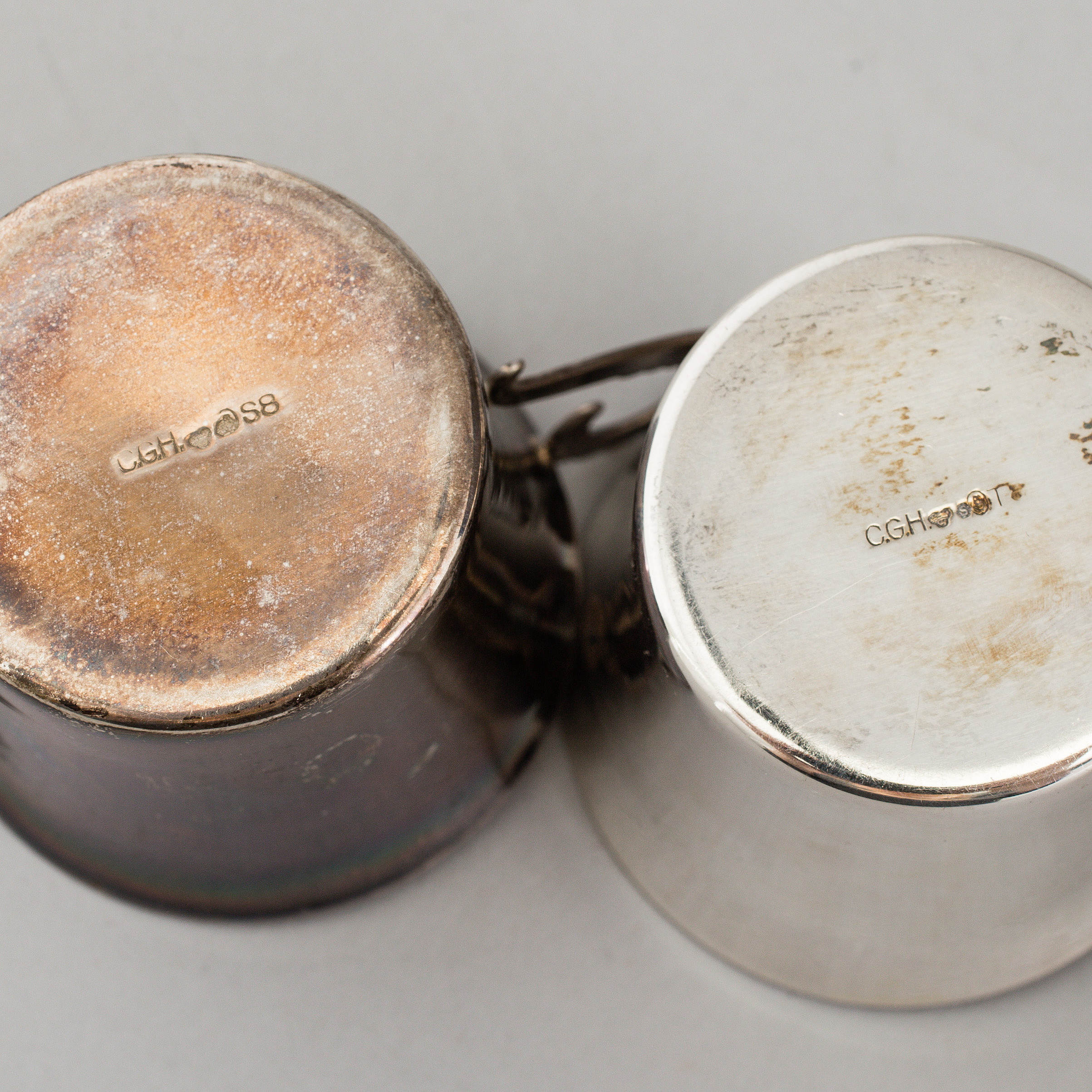 12 silver Swedish punsch cups by CG Hallberg, Stockholm, 194046. Total