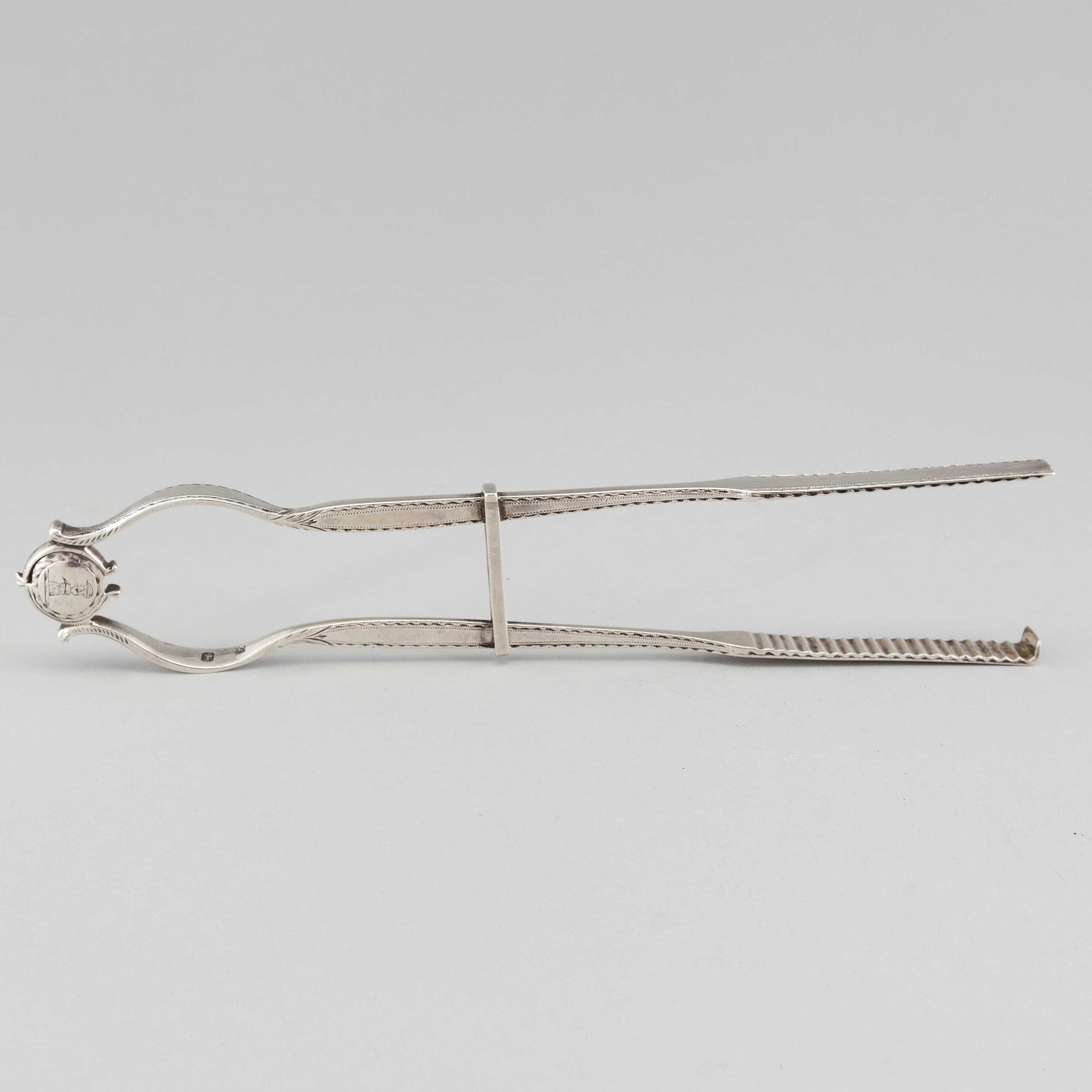 Silver asparagus tongs, England, probably London. Weight 144 grams