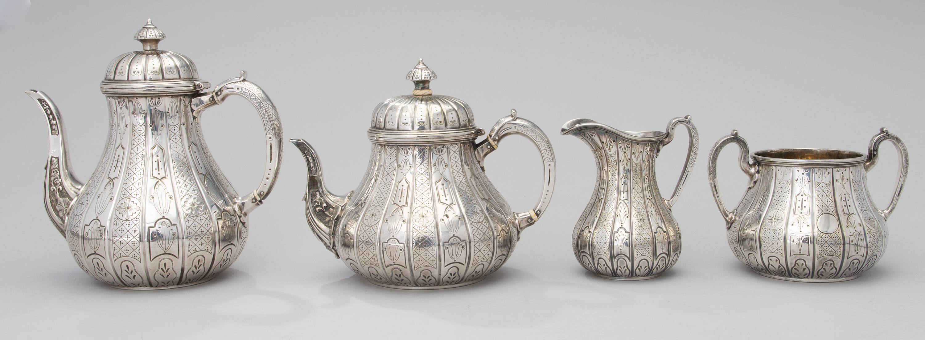 A 4part, silverplated tea set, late 1800s. Bukowskis