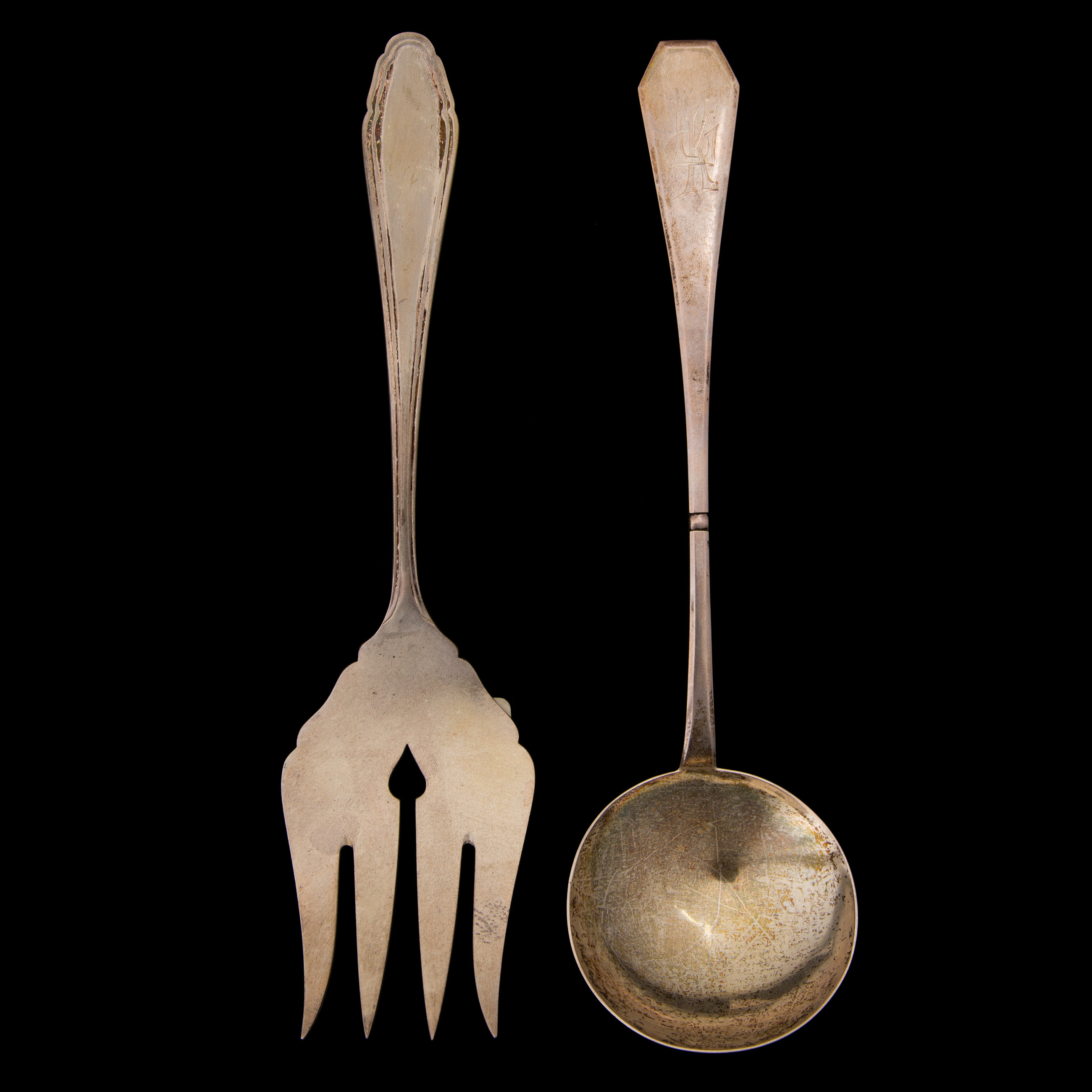 SERVING SPOON AND SERVING FORK. Silver. 20th century. Bukowskis