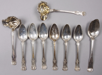 87871. SKEDAR, 9 st, silver, mest Anders Wedin, Söderhamn 1854-55.