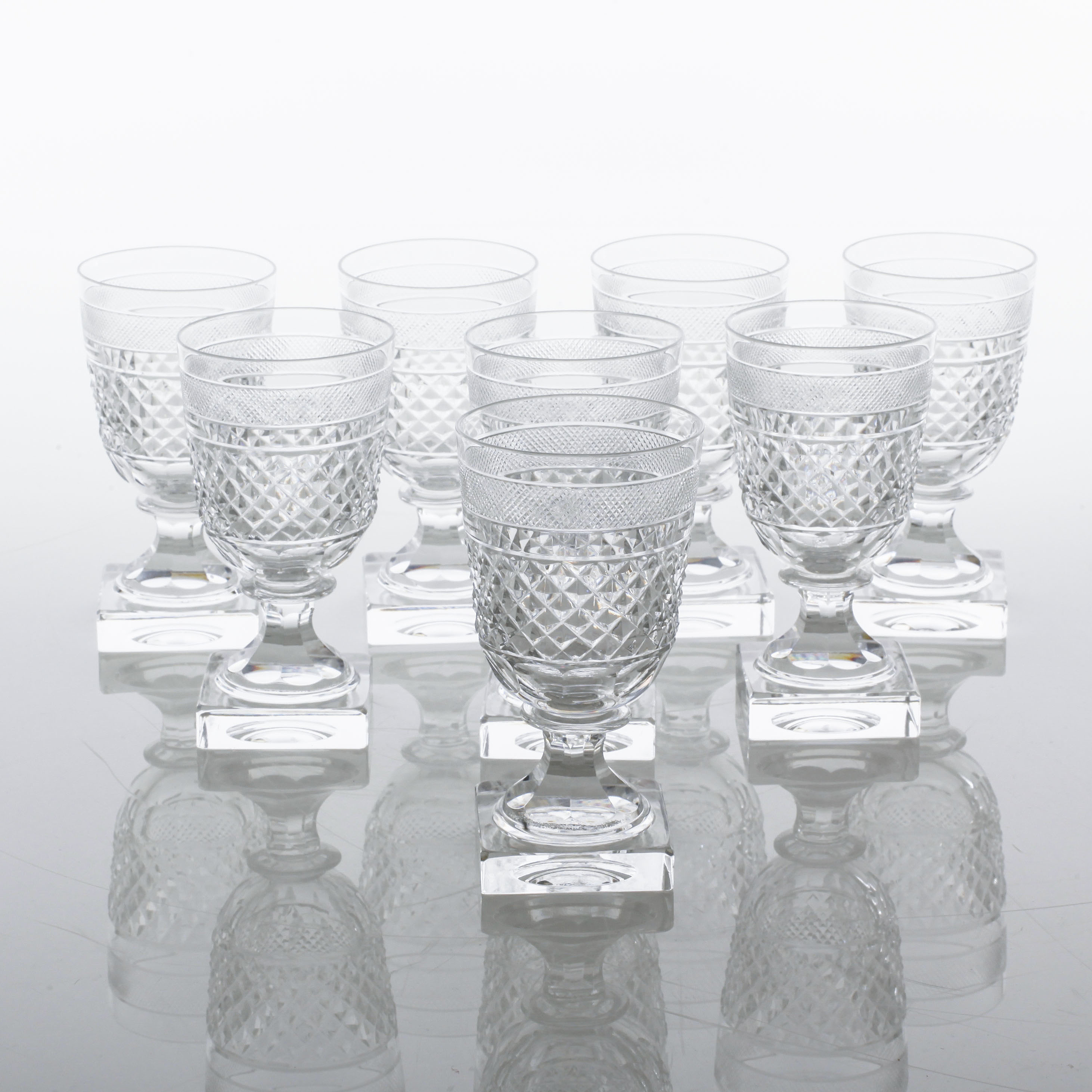 Eight mid 20th century wine glass by Elis Bergh, model "Kent", Kosta