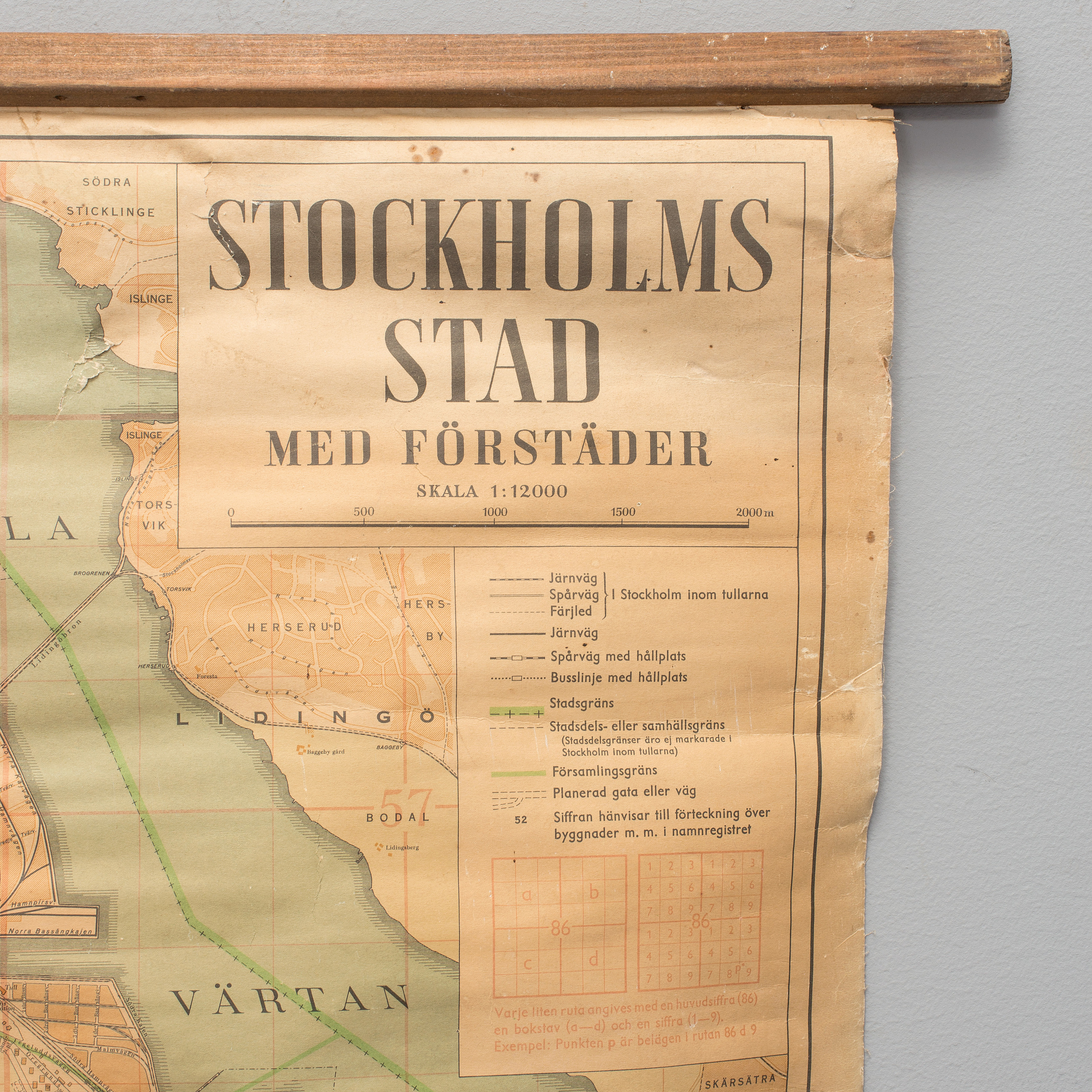 A Map Depicting Stockholm With Suburbs 1944 From Generalstabelns 