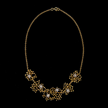 NECKLACE, "Tähtitaivas", 8/8 cut diamonds, 14K gold. Kultakeskus 1974.