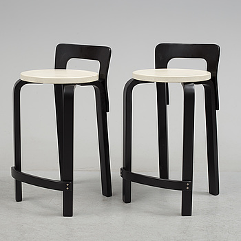 A pair of model K65 stools by Alvar Aalto.