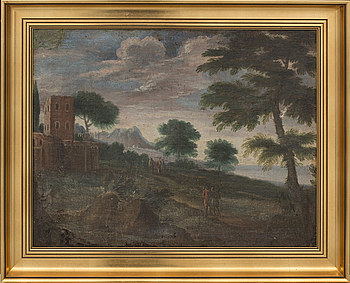 OKÄND KONSTNÄR, OLJA PÅ DUK/PANNÅ OMKRING 1800.