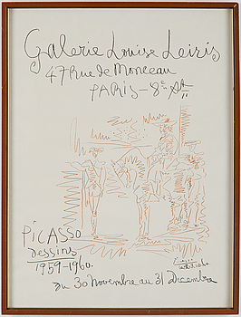 PABLO PICASSO After, PABLO PICASSO, lithographic poster, published by Mourlot, Paris, 1960.
