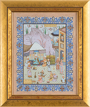 OKÄND KONSTNÄR, gouache. Signerad Hossein Rohani. 1900-talets mitt.