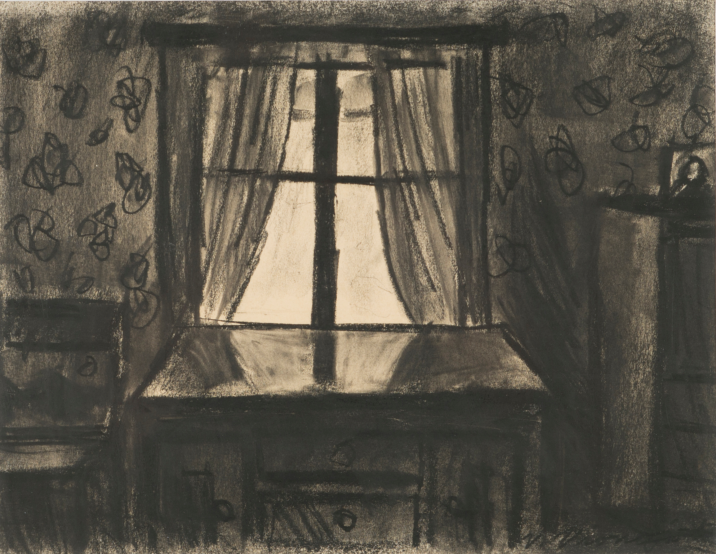 charcoal drawing, signed. Bukowskis